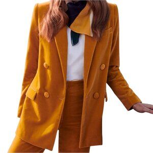 Sezane Christie Velvet Blazer Jacket Honey Velvet Womens  Gold 36 US 4